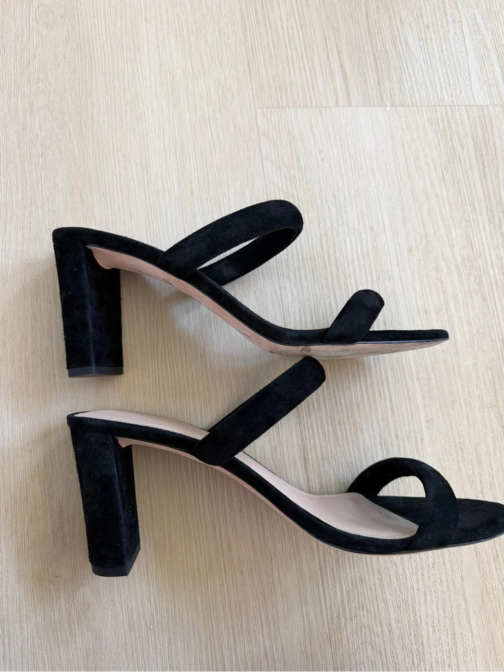 Veronica Beard Black Suede Double-Strap Heeled Sandals Slides Size 10M